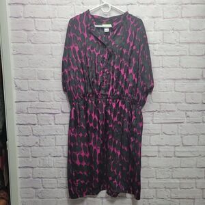 Tessuto Magenta Black‎ Smocked Dress Plus Size 4X Geometric Pull On Muumuu
